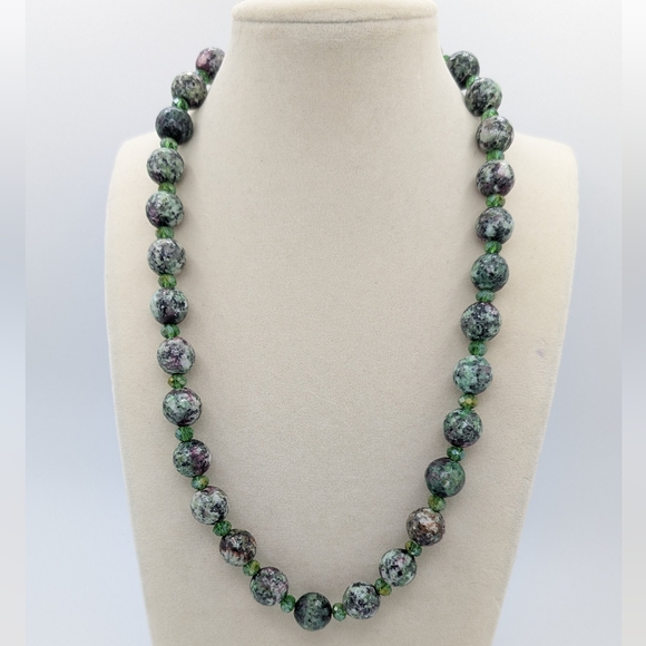 Jewelry - Ruby Zoisite Faceted Bead Necklace 20"